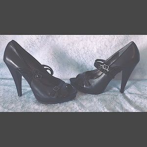 Paolo Linea Black Strappy Open Toe Heels Size 8.5